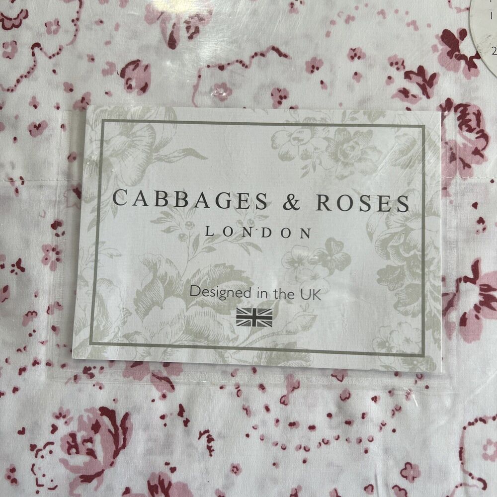 Cabbages & Roses King 4pc Sheet Set Pink White Floral New Penny Raspberry NEW